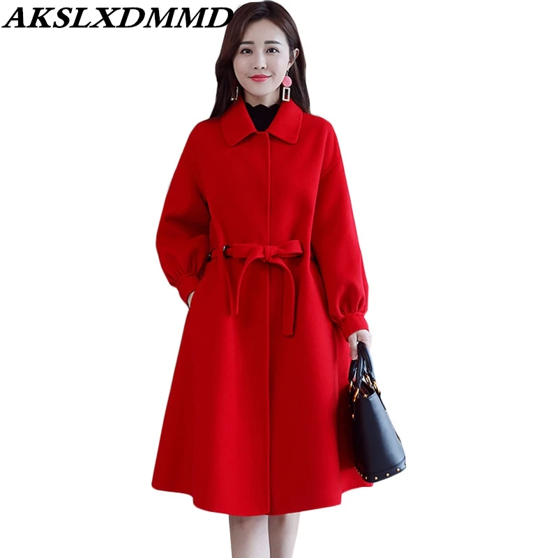 

2019 New Autumn Winter Women Woolen Coat Warm Large Size Loose Women Coat Solid Fashion Trendy Wool Jacket Long Outerwear CW170