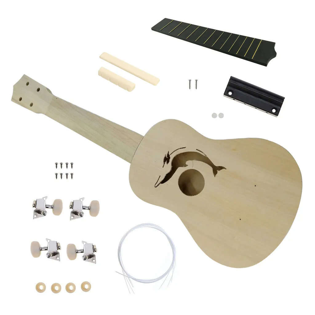 

Ukulele Hawaii Guitar DIY Kit Wooden Musical Instrument Beginner Kids Gift 21'' Model Building Kits Assembly Gift for Children