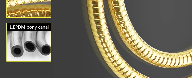 hm Shower Hose Brass Nut Double Lock Bathroom Replacement Anti-Explosion Stainless Steel 1.5M Gold Anti-Twist Plumbing Hose (9)