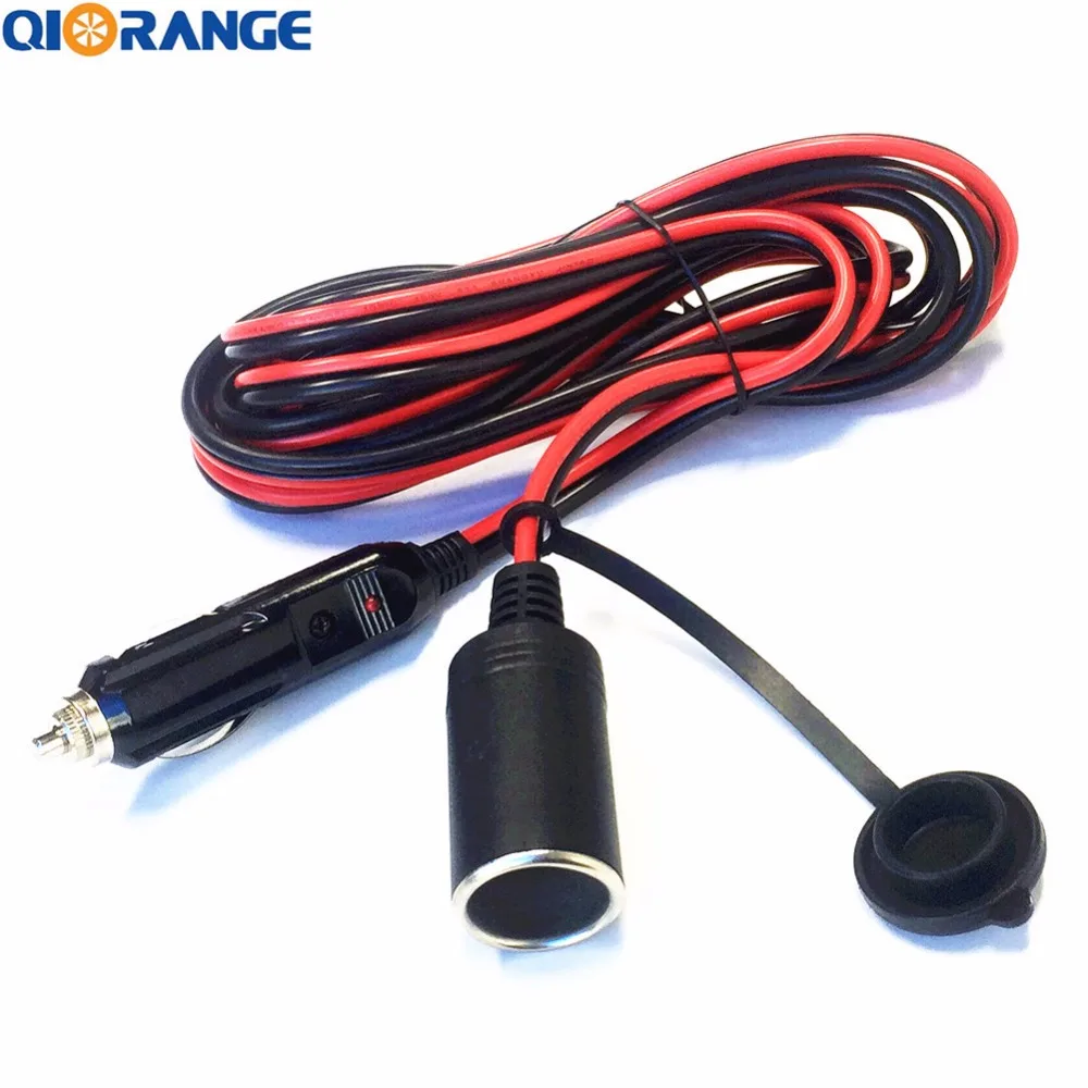 QIORANGE 12V 24V Car Cigarette Lighter Extension Cable Adapter Plug