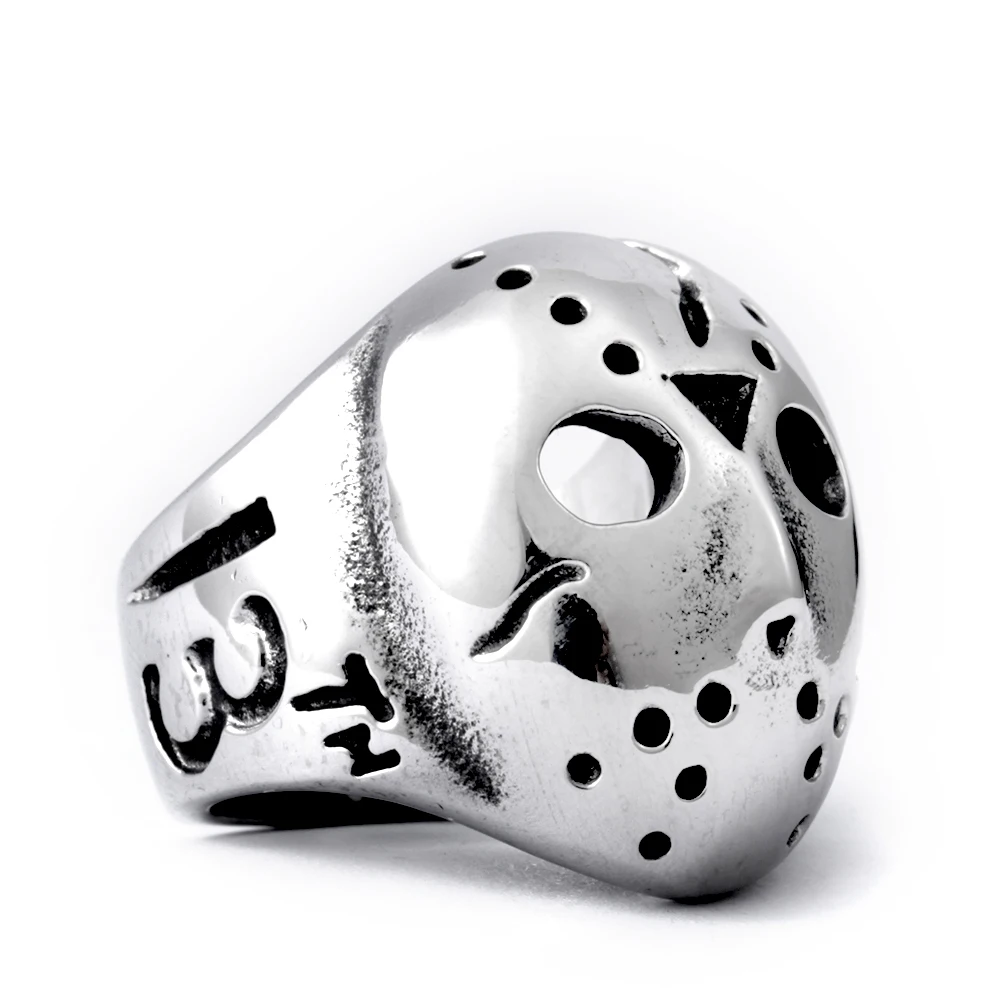 Мужское кольцо из титановой стали с изображением маски Джейсона | Украшения и