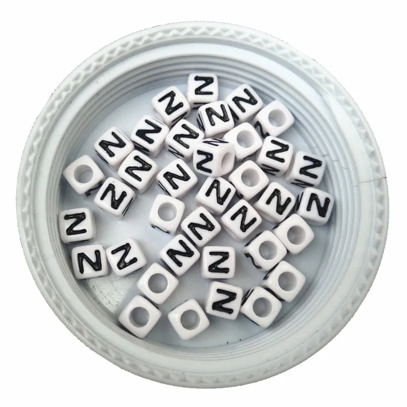 

Free Shipping 1800PCS 7*7MM Cube Letter Z Beads Big Hole Spacer Name Bracelet Alphabet Acrylic Plastic Spacer Making