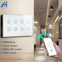 UK Standard 8 Gang 146 typ Wifi Wand Smart touch licht Schalter, drahtlose App Control mit Alexa Google Assistent voice control