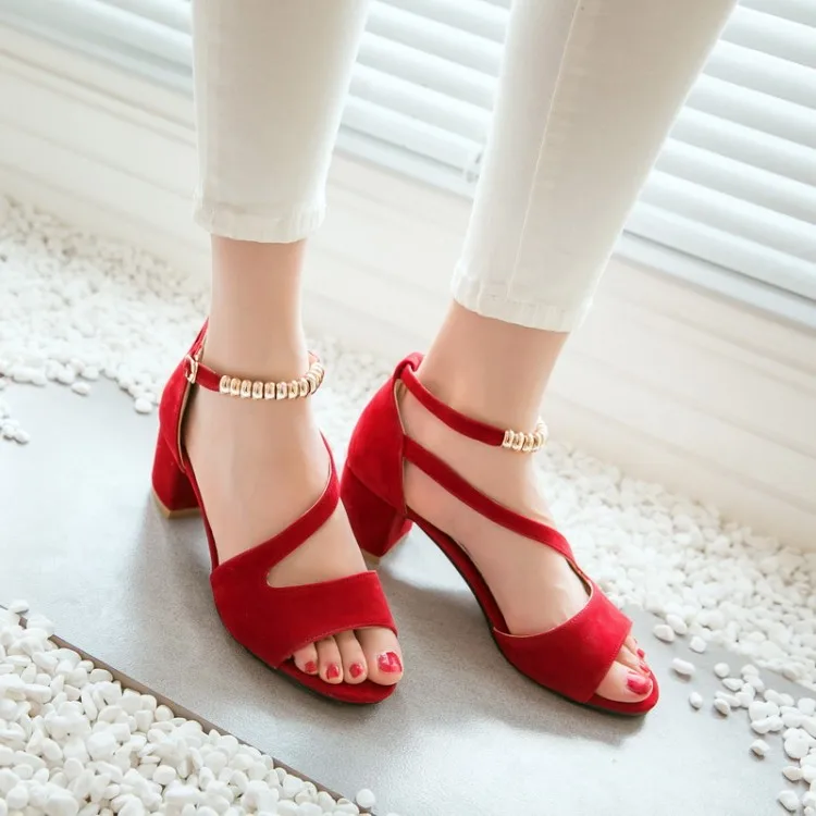 

Big Size 11 12 13 14 high heels sandals women shoes woman summer ladies High heel sandals with fishmouth buttoned