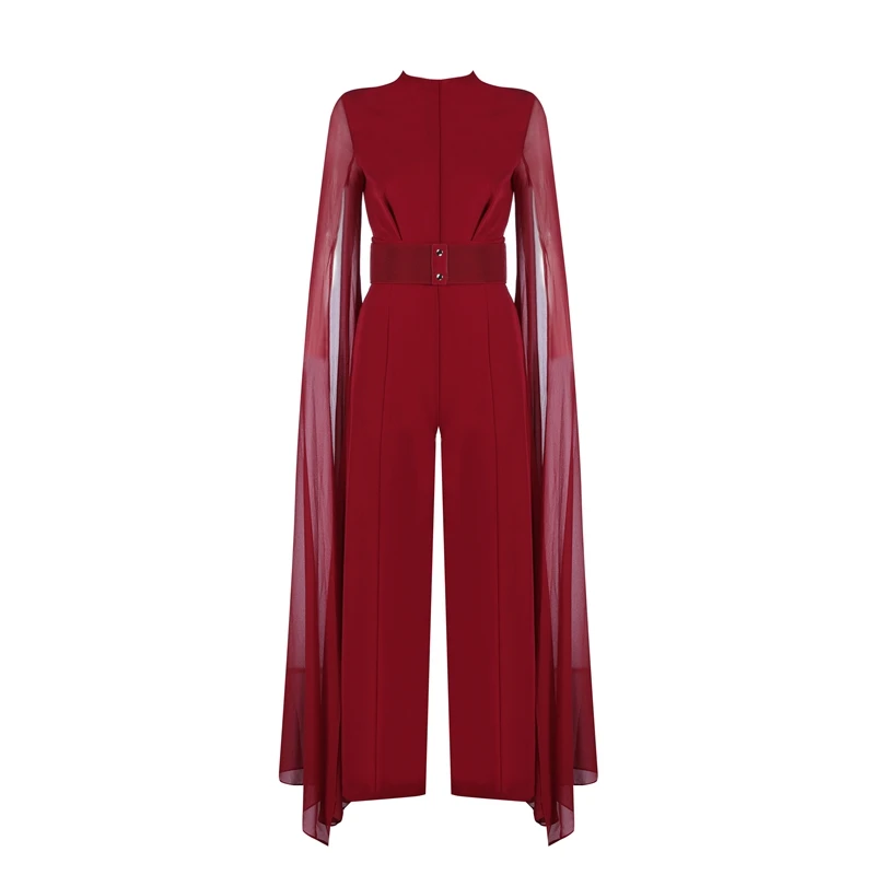 INDRESSME Women Bodycon Autumn Jumpsuit O-Neck Batwing Sleeve Jumpsuit Luxury Celebrity Party Club Vestidos 2018 New With Belt