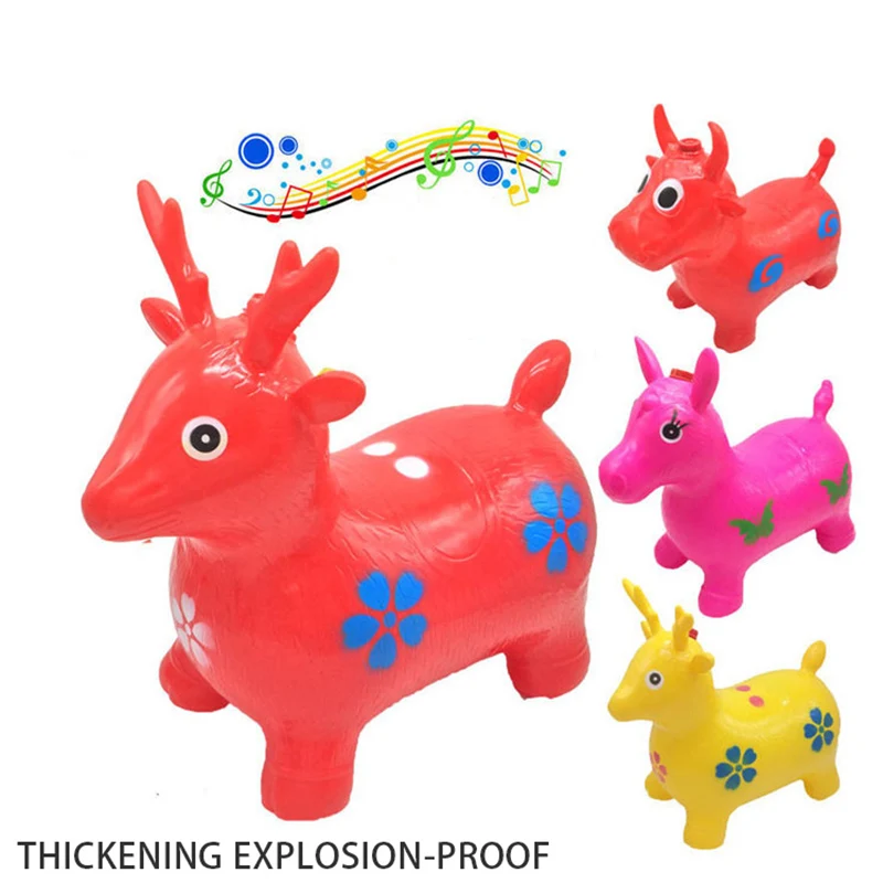 Уличные игрушки Детские утепленные надувные животные надувная игрушечная лошадь музыка прыжки игрушка, выполняющая скачок дети резиновый олень подарок игрушки