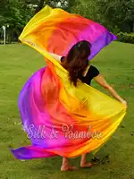 yellow-orange-red-pink-purple, 2.7m*1.1m(3yard*45") belly dance silk veil, real flowy 5mm paj silk!