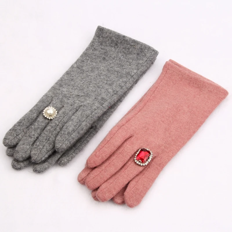Модные элегантные женские шерстяные перчатки с сенсорным экраном зимние женские теплые кашемировые перчатки с полными пальцами Роскошные дамские перчатки для женщин