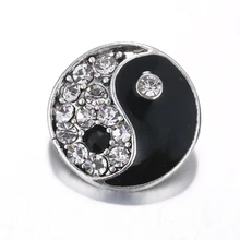 6 шт./партия, новинка, сделай сам, украшение с защелкой, Инь Ян, кнопки со стразами, 18 мм, браслеты с застежкой, браслет, IB297