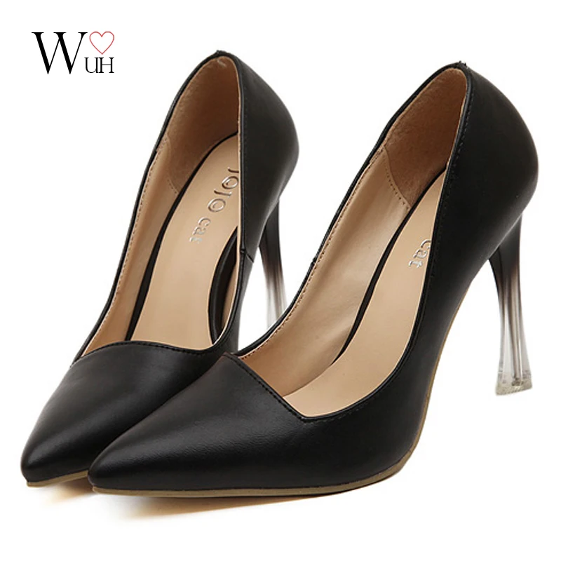 2017 Pointed toe muleshoe transparent crystal gradient color horseshoe