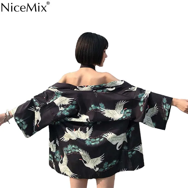 

NiceMix 2019 Japanese kimono shirt cardigan beach fashion traditional japanese kimono yukata women japanese traditional kimonos