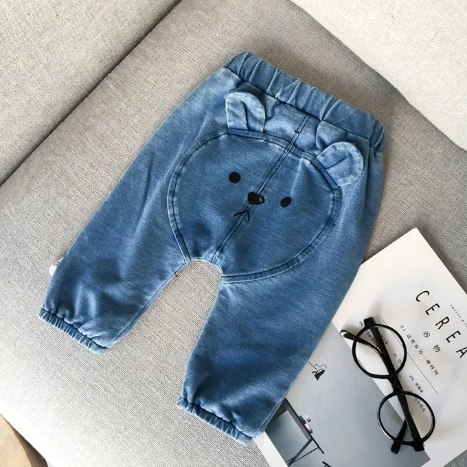 Джинсы с мультипликационным принтом для детей 6-24 месяцев, весенняя одежда для малышей, джинсовые брюки для мальчиков и девочек, детские джинсовые штаны для девочек и мальчиков, штаны для новорожденных, подарок для малышей