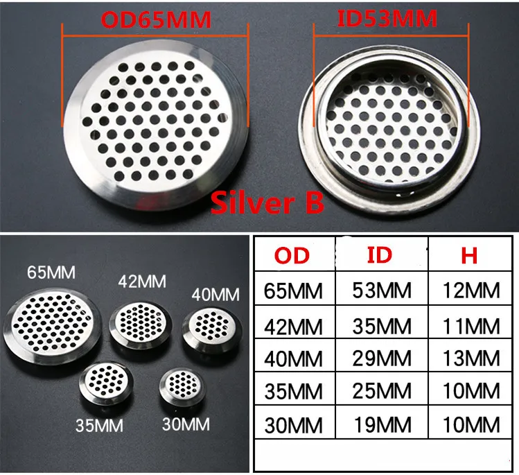 20 шт 30 мм/65 мм шкаф для обуви вентиляционные сетчатые отверстия вентиляционные отверстия металлические сетчатые отверстия круглые жалюзи вентиляционная решетка воздуха