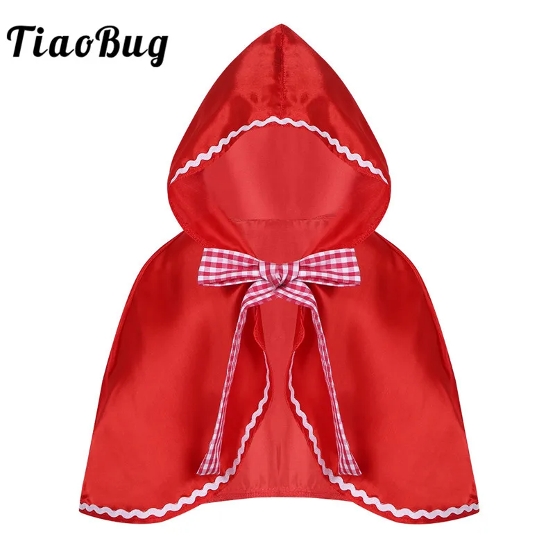 TiaoBug милые дети девочки сатиновый красный плащ с капюшоном клетчатая накидка