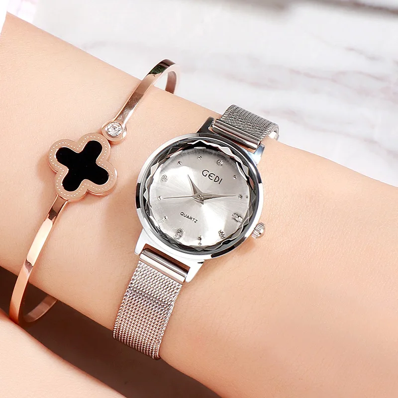 Kopen Dames Armband Horloge Vrouwen Luxe Rvs Mesh Goud Quartz Horloge Meisje Vrouwelijke Kleine Wijzerplaat Horloge reloj mujer montre femme