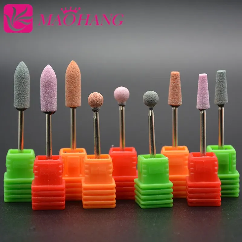 

MAOHANG 9pcs/lot ceramic stone nail drill bit milling cutter for electric drill manicure machine accessory tools