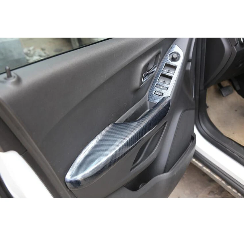 Накладка на подлокотник из углеродного волокна черного цвета для автомобиля Chevrolet Trax аксессуары для салона автомобиля 2 шт