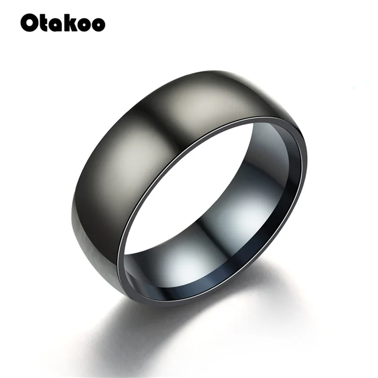 Otakoo черный Мужской Перстень титана карбида мужские ювелирные изделия обручальные кольца Классический подарок бойфренда