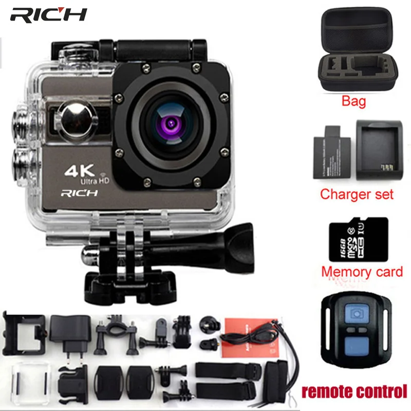 Экшн камера RICH F68/F68R Novatek 96660 4K 24 кадра в секунду 20 Мп с голосовым оповещением и