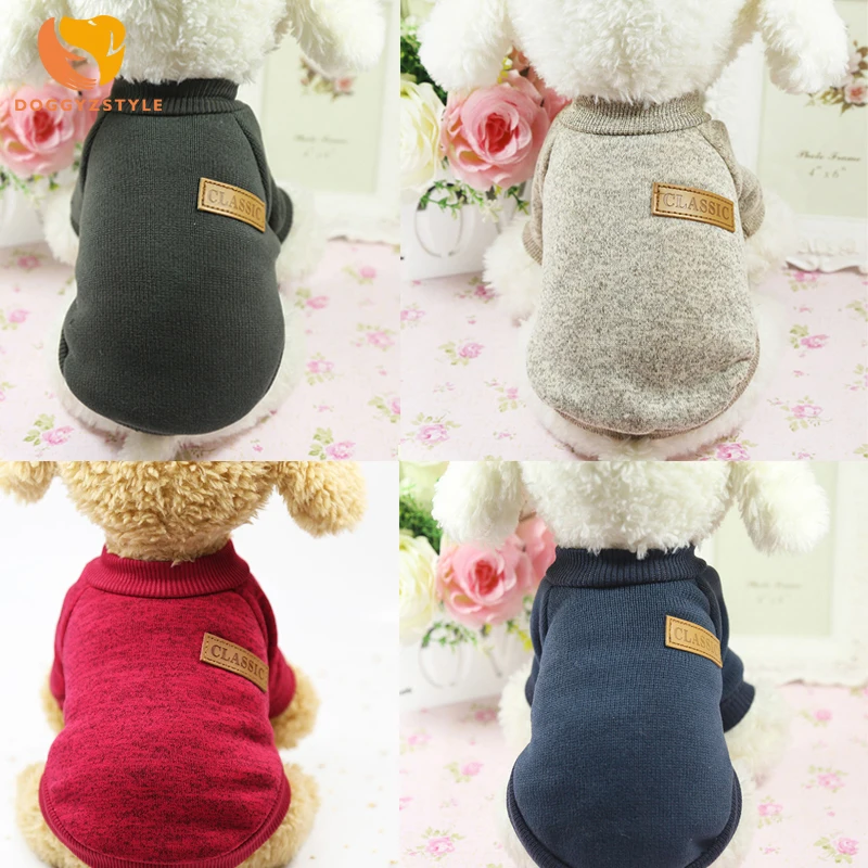 

7 Colors Pet Dog Clothes Spring Autumn Soft Fleece Sweatshirt For Teddy Chihuahua Clothes Classic Pet Outfit XS-XXL DOGGYZSTYLE