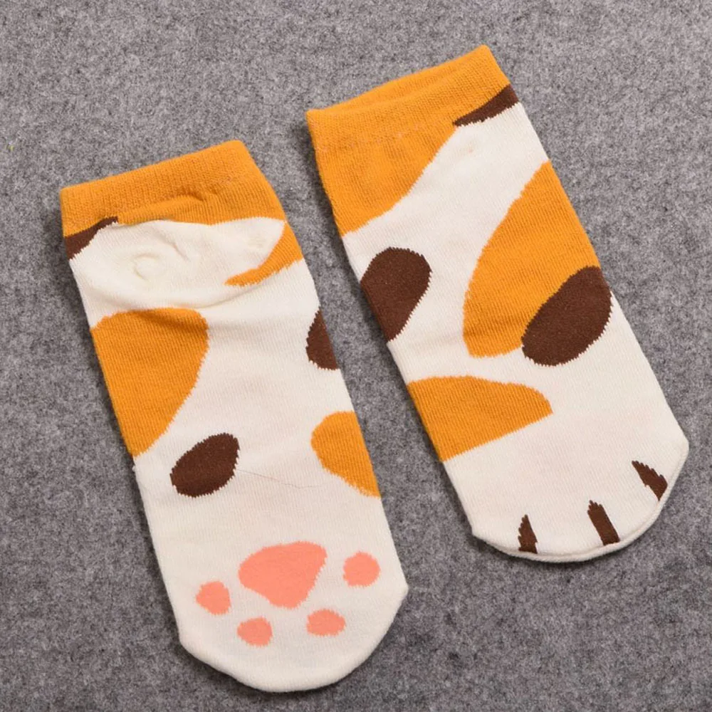 5 цветов, женские хлопковые милые короткие носки с изображением кота, отпечаток когтя, короткие носки для девушек, чулочно-носочные изделия, носки с принтом в виде собачьих лап