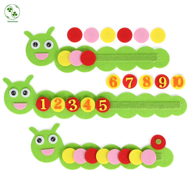 

2Pcs/Set Big Size Felt Cloth Cute Worm Craft For Child Learning Numbers 1-10 and Color Ordered Felt Cloth Educational Toys
