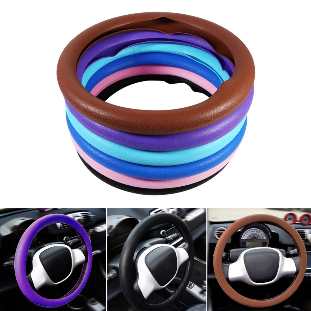 Universal Car Steering Wheel Cover Shell Skidproof Soft Silicone Auto corlor optional for steering women men girl car interior