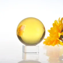 H& D 60 мм желтый хрустальный шар стекло Сфера дисплей пресс-папье в виде глобуса исцеляющий медитационный шар с прозрачной подставкой для креативного подарка