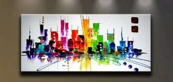 

Santin Art-Colorful City-Modern Abstract Oil Painting Wall Art Decorations On Canvas Home Decor CitySpace Color City