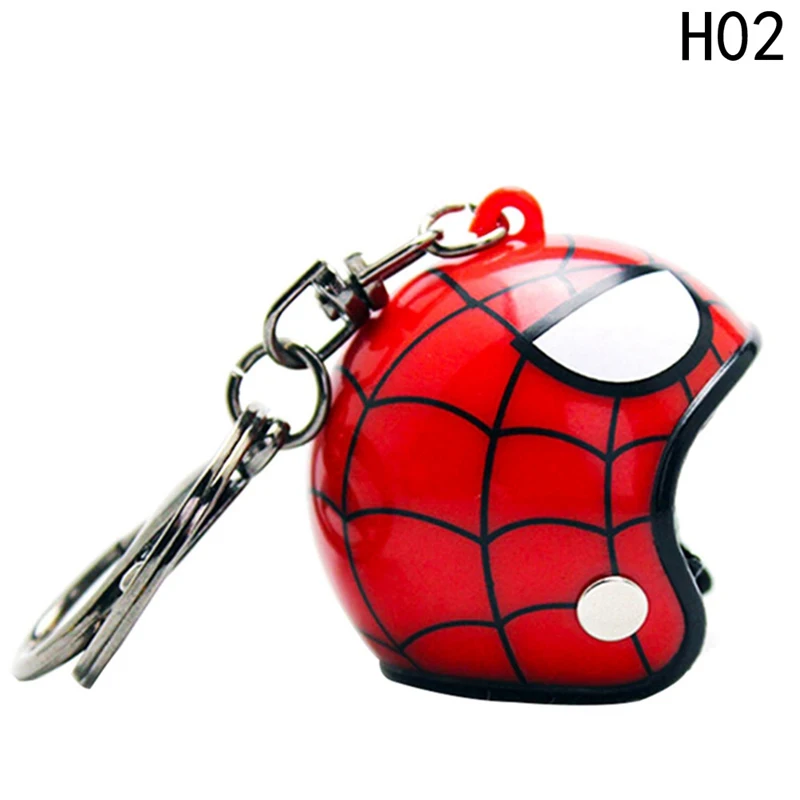 

Motorcycle Helmet Keychain Spiderman ironman Captain Cartoon Pendant Classic Key Ring Knight Hat Car Keychain men women