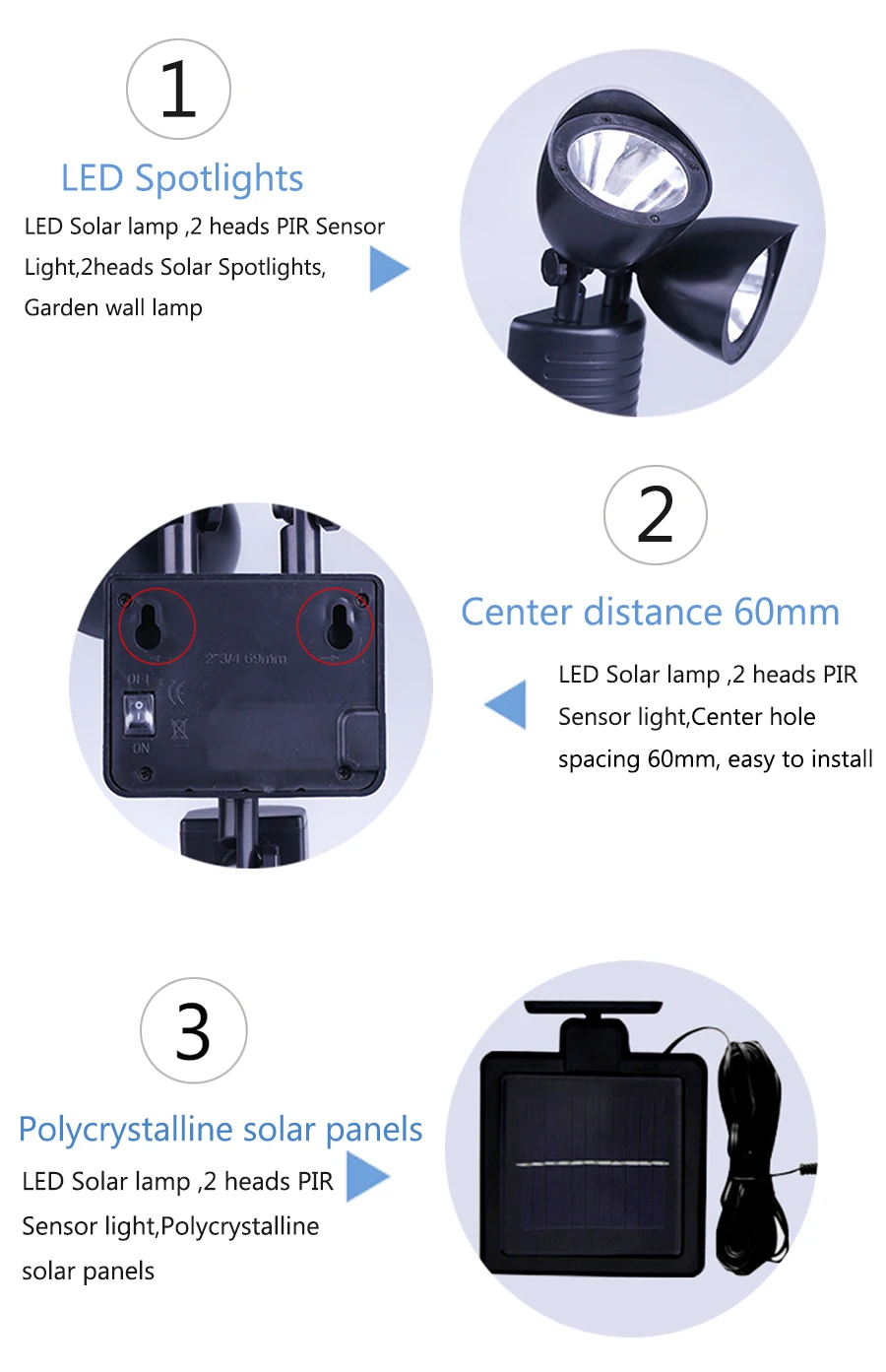 22LED PIR датчик движения солнечные лампы наружные водонепроницаемые уличные садовые тропинки солнечные настенные фонари с двумя головками аварийные лампы для газонов