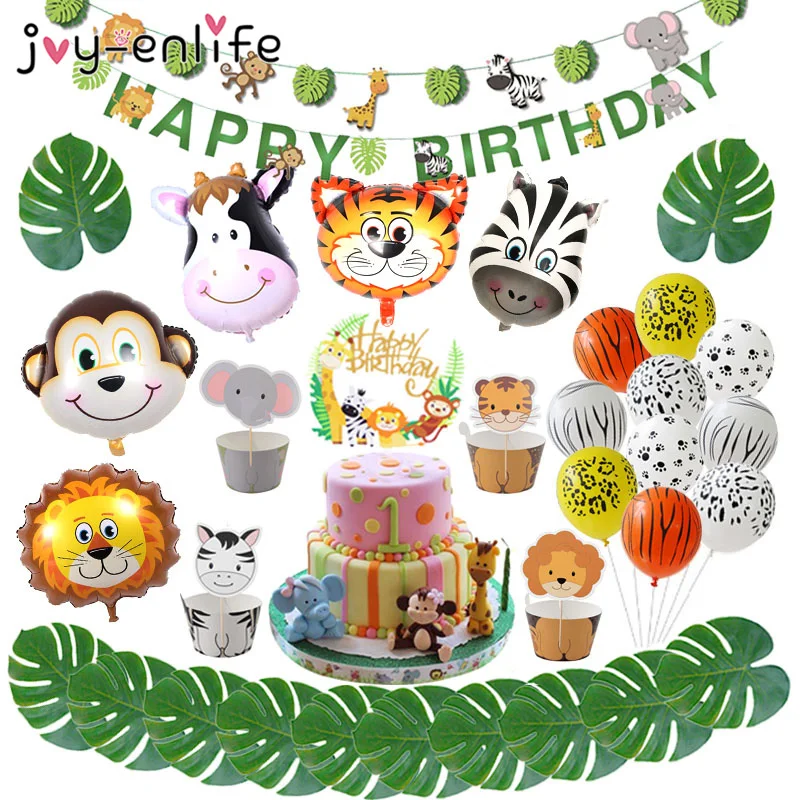 Animal Ballons Birthday Jungle Party Safari Party Jungle Theme Party Baloon Animal Zoo Party Decoration Kid Birthday Balloons