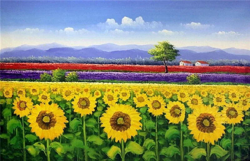 

DIY Diamond Painting Needlework cube drill Full Diamond Embroidery Sunflowers in the field Painting Pattern Home Decoration