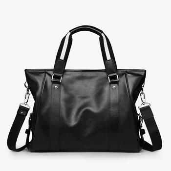 

Business Travel Men Large Capacity Genuine Leather Computer Bag Multifunction Tote Bag Solid Color High Quality Casual Tote Bag