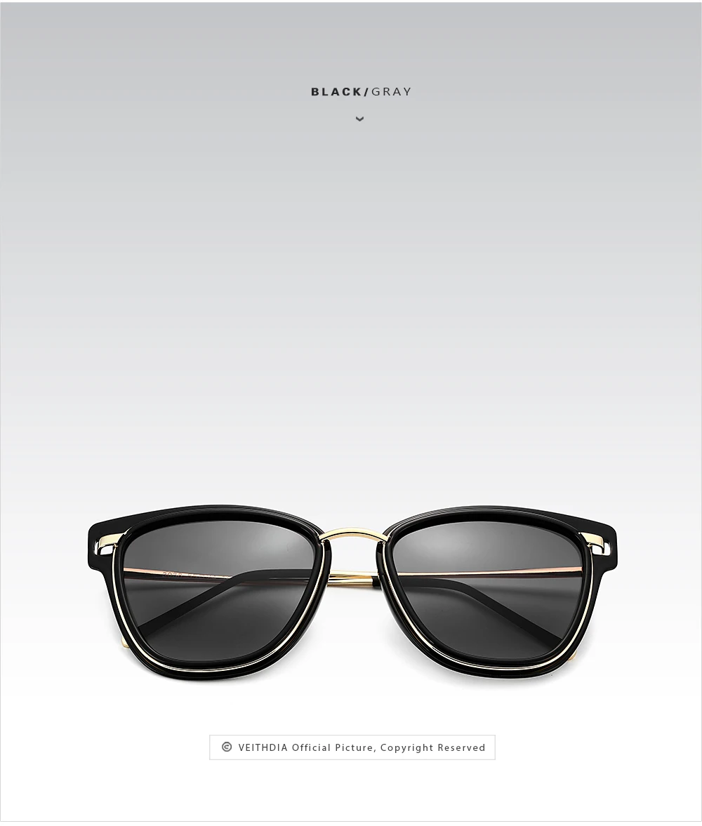 Женские солнцезащитные очки VEITHDIA, роскошные дизайнерские поляризационные зеркальные очки "кошачий глаз", модель 3038