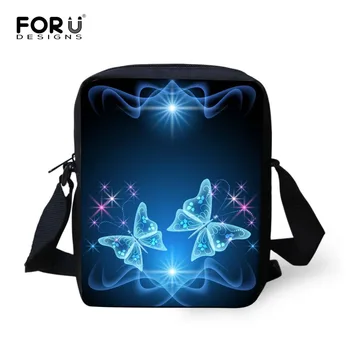 

FORUDESIGNS Sling Shoulder Bag For Women Blue Pink Butterfly Printed Ladies Mini Bags Luxury Brand Female Cross-body Bag Purse