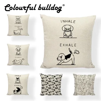 

Chakra Pet Dog Print Cushion Case Minimalist Elephant Sloth Husky 43*43cm Inhale Exhale Yoga Decor Home Office Couch Pillowcase