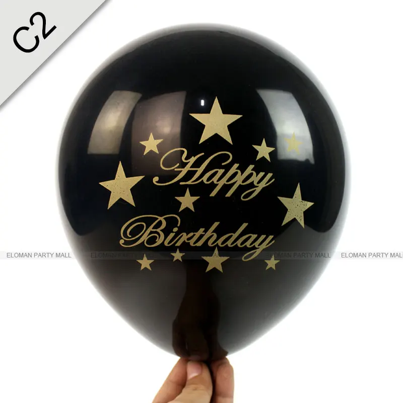 ELOMAN 12 дюймов 10 ШТ с днём рождения сердце воздушные шары на день рождения праздник свадьбу украшения у нас мальчик девочка Золотой чёрный цвета латексный шар - Цвет: C2