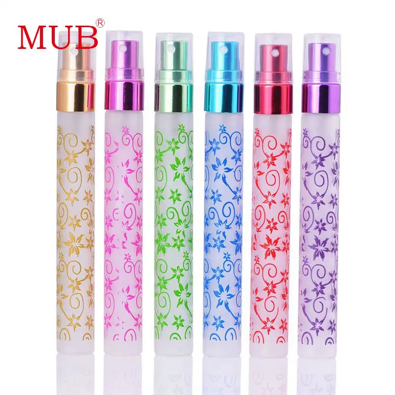

MUB - 3PCS/Lot 10ml Frosted Printing Mini Atomizer Glass Spray Perfume Bottles 6 Colors Travel Small Vaporisateur Parfum