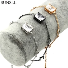 SUNSLL 3 цвета медь многоцветный кубический цирконий прямоугольник взрывается камень браслеты Женская мода ювелирные изделия Pulseira Feminina