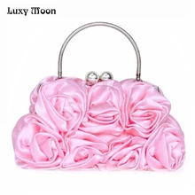 Для женщин цветы вечерние сумки мини-сумки наиболее элегантный, Свадебный, для невесты дневной клатч для вечеринок женские цепи сумки из натуральной кожи розового цвета