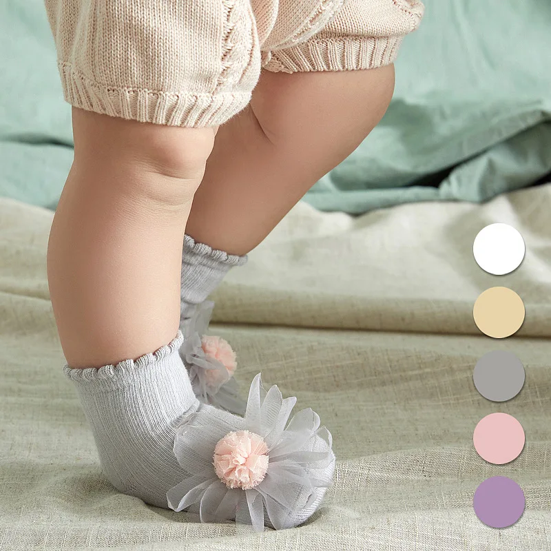 Новые детские носки для девочек детские свободные носки-тапочки детские носки принцессы с большим цветком