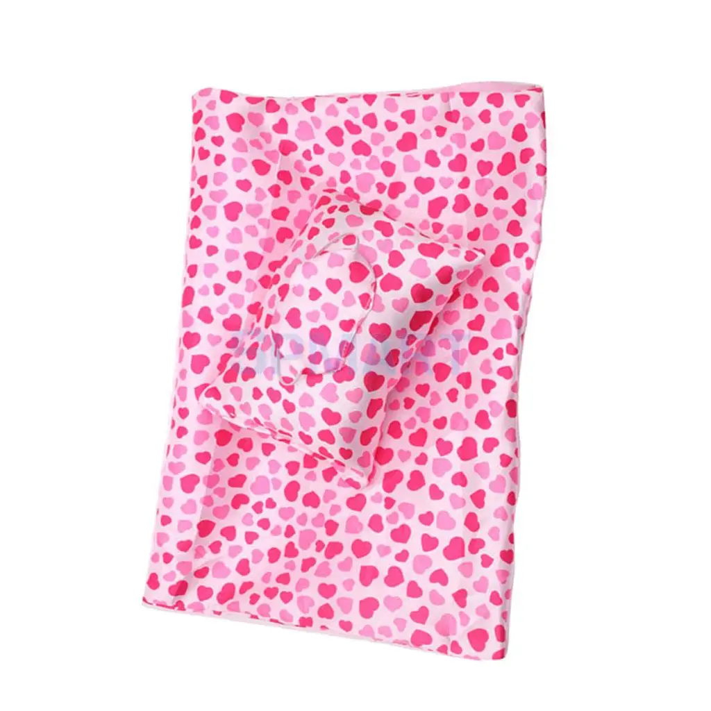 New Arrival Lovely Sleeping Sack with Pillow Set for 18 Inch Girl Doll Accessory Toy Pink