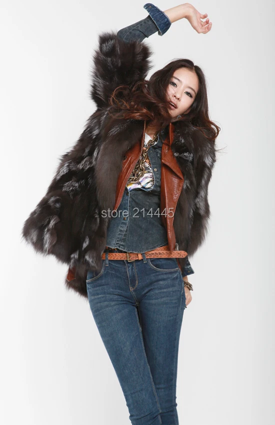 Шуба из серебристой лисы, женское длинное пальто из натурального Лисьего меха, зимняя Толстая Шуба из натурального меха, на заказ размера плюс 599