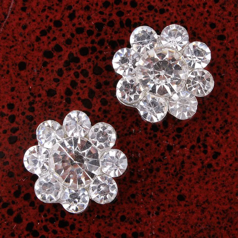 

30pcs/lot 12.5MM DIY Small Crystal Flower Buttons Silver & Gold Plated Zinc Alloy Flatback Rhinestone Embellishments