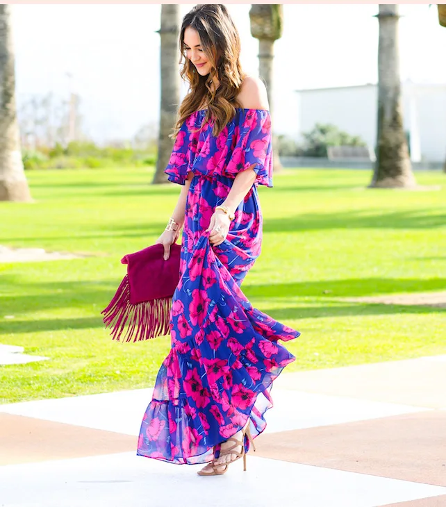 Модное женское платье с цветочным рисунком Весна Лето с коротким рукавом Boho maxi платья а-силуэта Empire Vestido