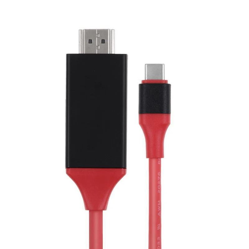 Кабель HDMI типа C для ТВ проектора HD ТВ видео адаптер зеркальный шнур для Macbook samsung S8 S9 Note10 HUAWEI P30 LG G5 Android телефон - Цвет: 2m Black Red