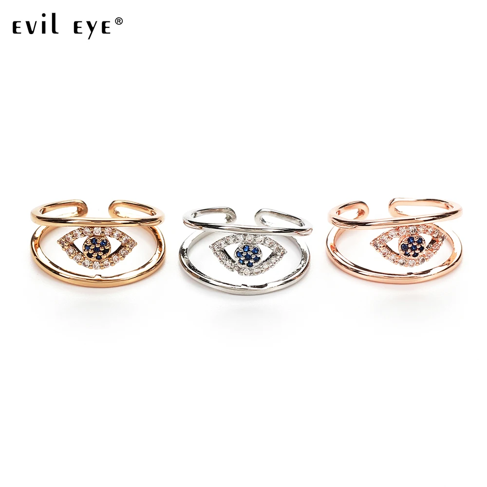 

EVIL EYE High Quality 3 colors new fashion With evil eye rings As a gift for ladies Charm adjustable size ring EY5040