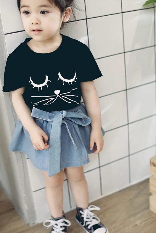 Джинсовые юбки для девочек Летний стиль детская одежда Повседневное для маленьких девочек лук мини вечерние Жан юбка-пачка Одежда для малышей