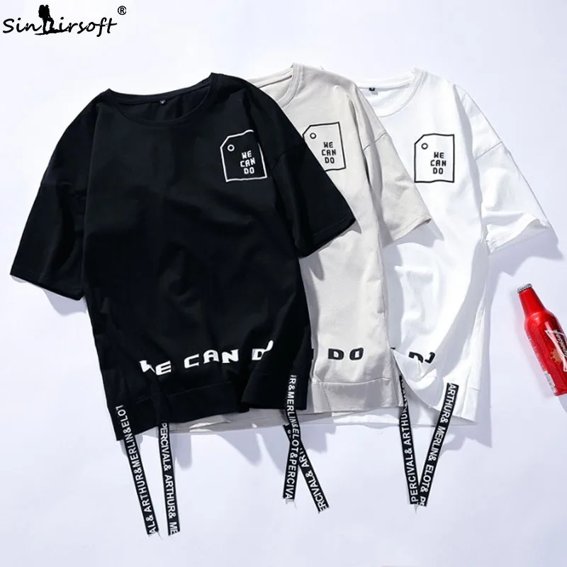

SINAIRSOFT Letter Printing T Shirt Men O-Neck Short Sleeve Tees draped Male Soft Hip Hop Style Cotton Tops Clothing Summer